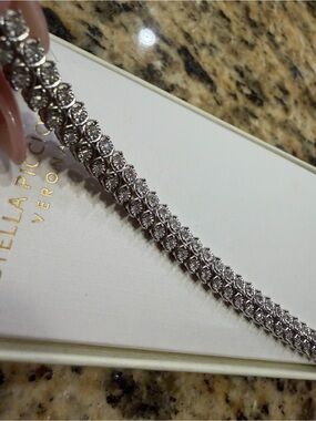 Sterling Silver 925 Diamond Tennis Bracelet Double Row Luxury Sparkle SK9 LGD